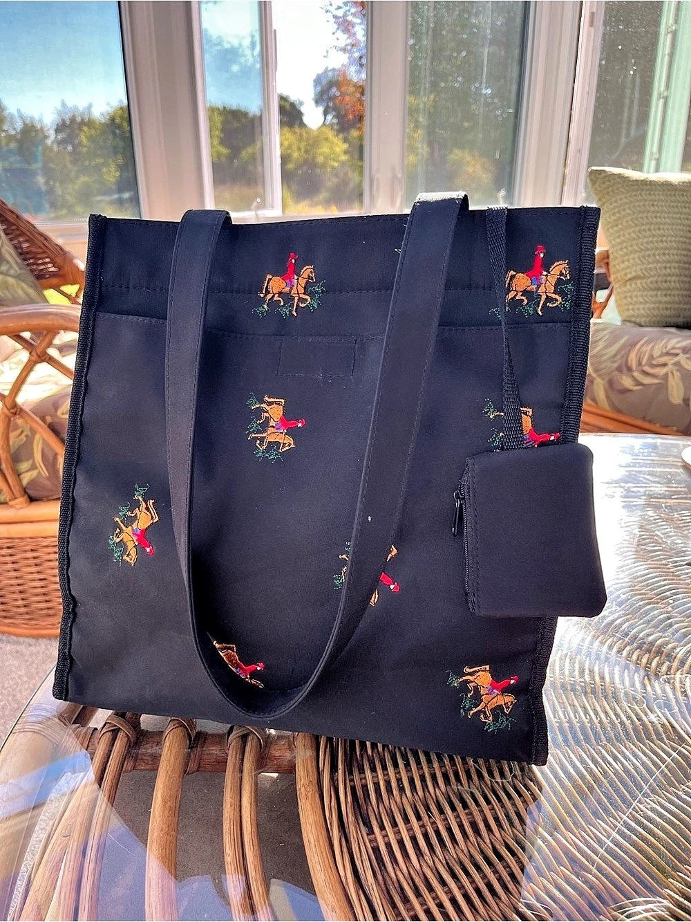 Alfagear 12 inch Embroidered Polo/hunting Horse Theme Tote Bag